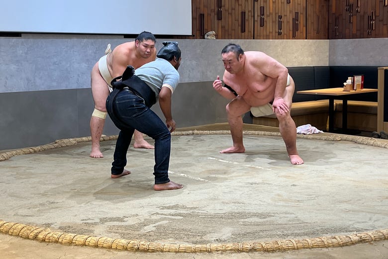 Durante l'incontro di sumo